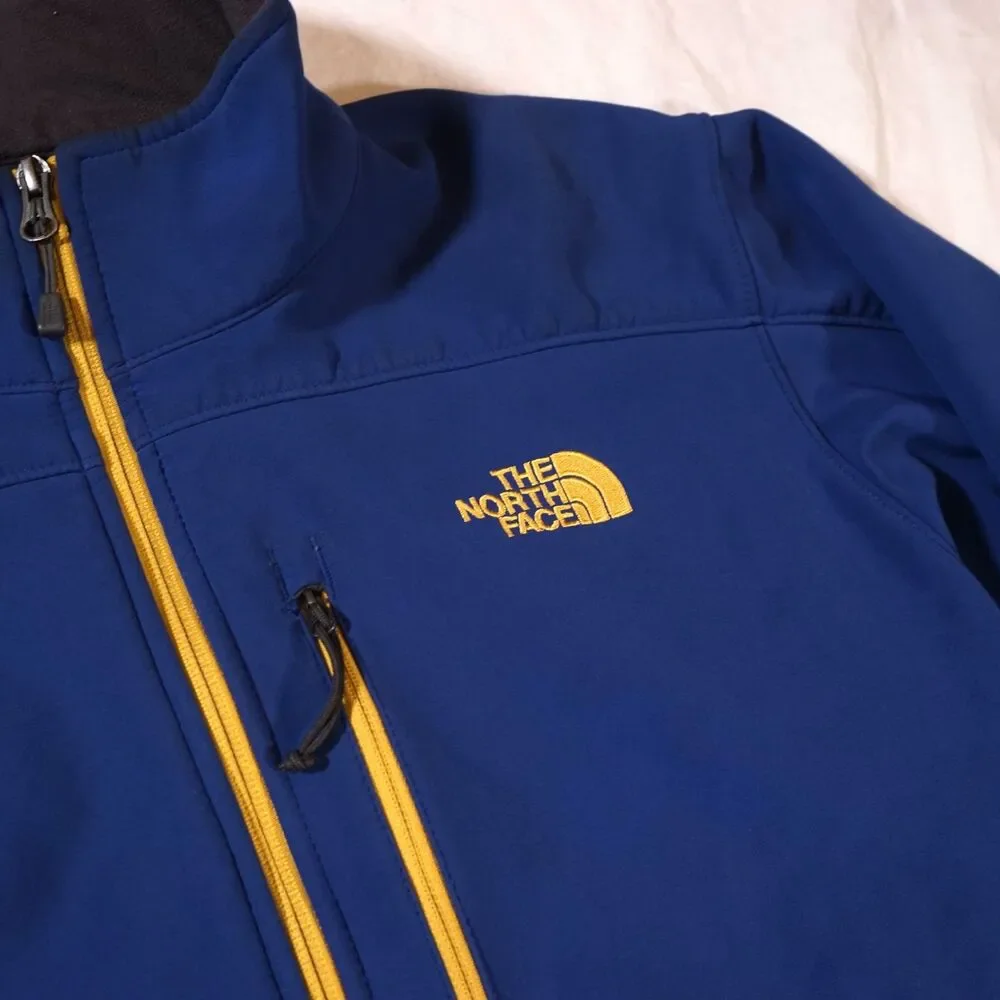 The North Face Blue and Gold Softshell Jacket Mens Large